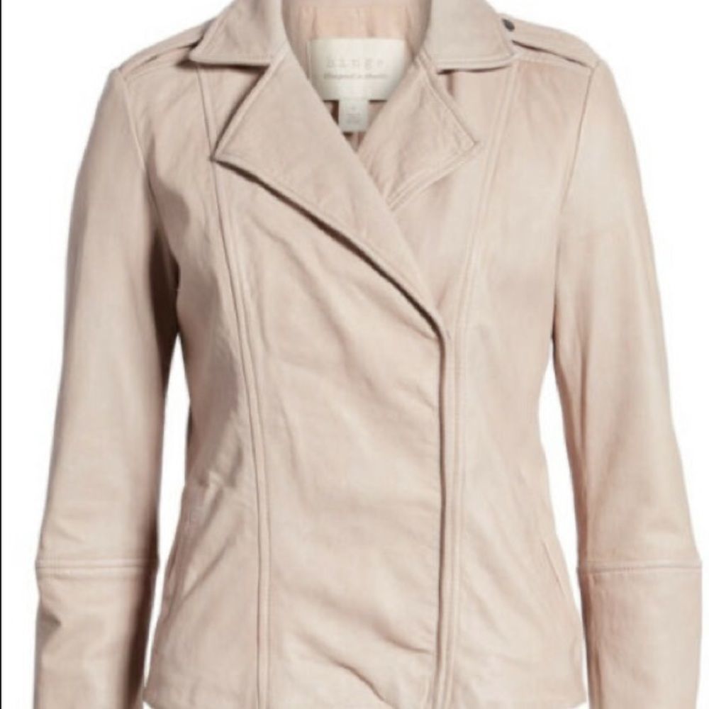 Hinge leather biker Jacket blush pink leather